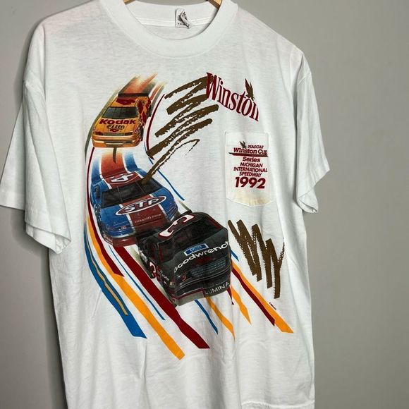 Vintage 1992 Nascar Winston Cup AOP T-shirt Size XL - Picture 5 of 5